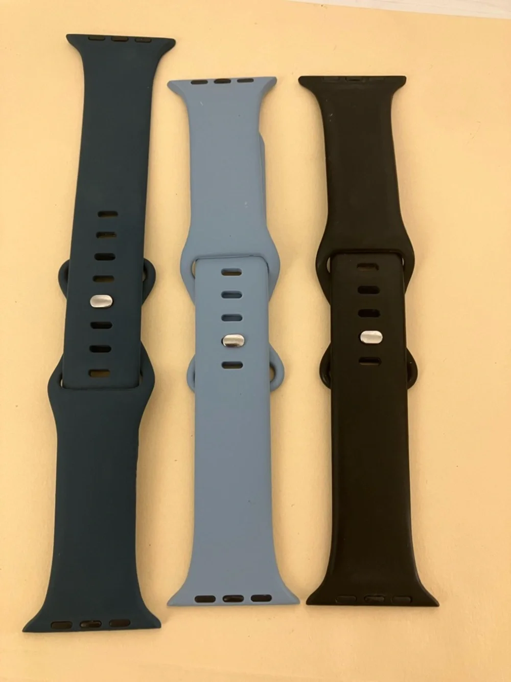 Trio of Apple Watch Silicone Magnetic Wrist Bands in Blue and Black